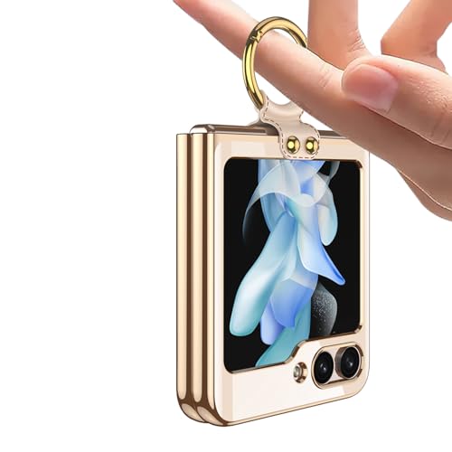 Image of BOUNCEBACK Slim Electroplated Transparent Ring Case /Cover for Samsung Galaxy Z Flip5 / Case Cover for Z Flip 5 - (Clear Blue | Polycarbonate)