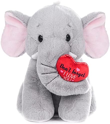 My OLi Plush Elephant Teddy 22cm Soft With Red Heart Stuffed Anim...