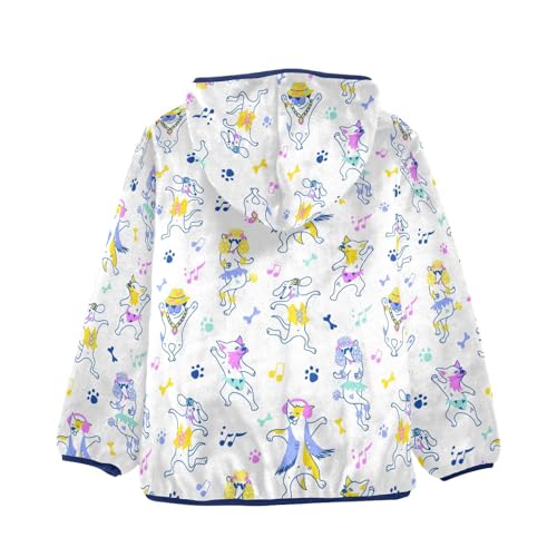 Dancing Dogs in Neon Colors Girls Fleece Jacket Girls Fall Jacket Girls Zip Up Hoodie Girls Sherpa Jacket 2-10T2