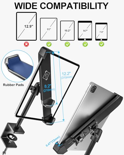 Image of Anti-Theft Retail Kiosk Tablet Stand - [Dual Security Lock] 360 Swivel Locking iPad POS Stand Holder, for 7-11 inch iPad Pro /Air /Mini, Galaxy Tab, Surface, for Store Display Office Kitchen Desktop