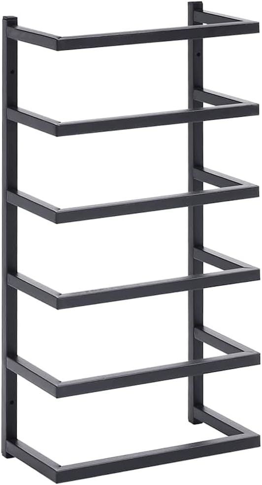 vidaXL Towel Rack Black Steel Towel Rack Rectangular Contemporary