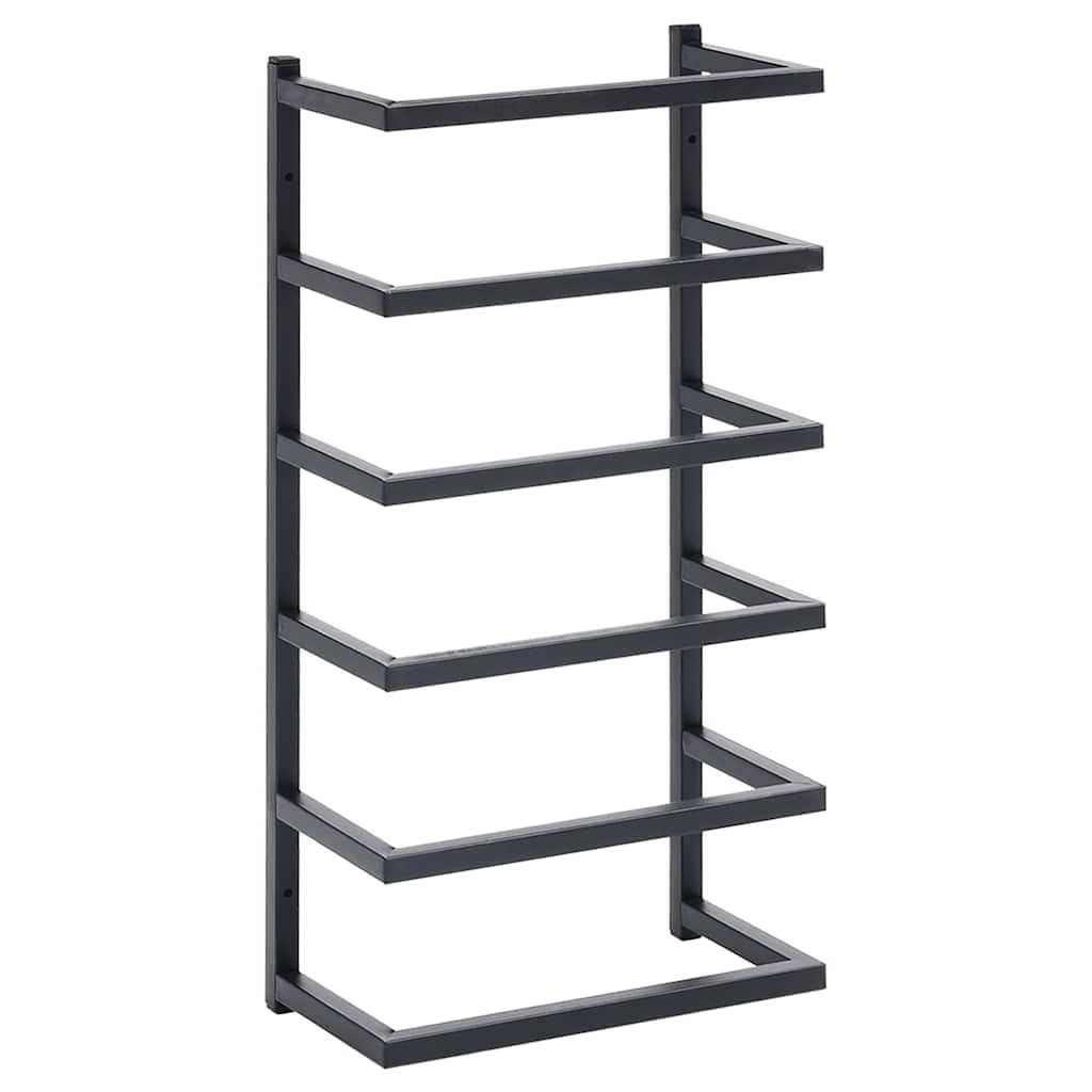 Vidaxl Black Towel Rack Shelving Bathroom Accessories Washroom Laundry Room Storage Wall Rack Organiser Towel Holder Hanger Durable Steel