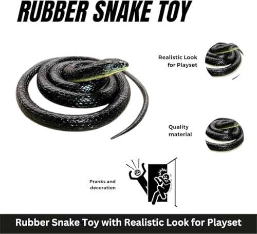 Image of RZA 2026 (Snake Pack of 1 pcs) ZA Realistic Black Rubber Snake Toy - 28-inch Lifelike Garden Prop for Scaring Birds Black Skane Fake Snake Toy
