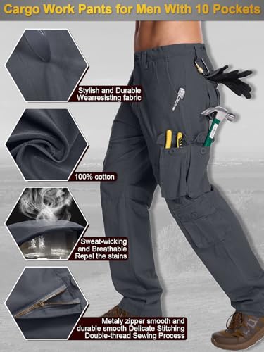 Men's BDU Casual Military Pants, Tactical Wild Army Combat ACU Rip Stop Camo Cargo Work Trousers with 10 Pockets3