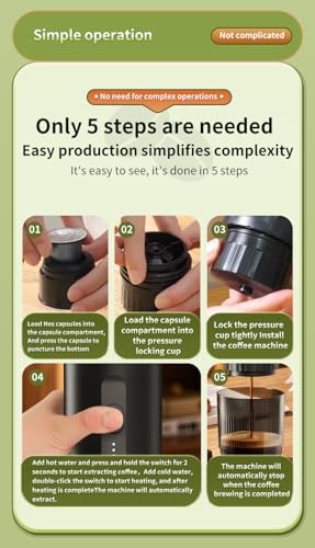 Image of Portable Coffee Machine Mini Electric Espresso Maker for Coffee Pods & Ground Coffee | USB-C Fast Charging | Compact & Lightweight for Travel, Home, Office & Outdoors | One Touch Operation