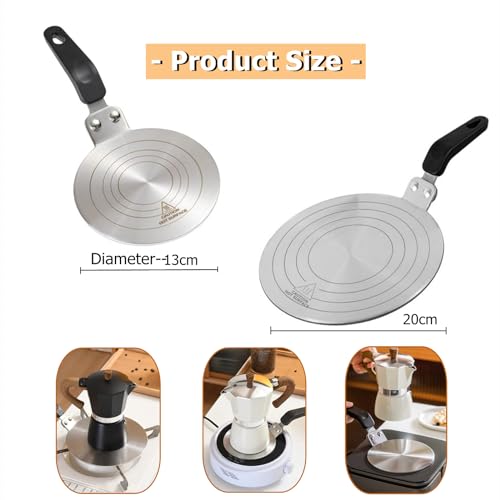 Gocoffun Induktion Adapterplatte für Moka, Edelstahl Gasherd-Diffusorplatte 20cm, Induktionskochteller Adapter, für die Verwendung von Kaffeekannen, Kochgeschirr