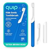 Quip Sonic Toothbrush for Kids with Timer - Includes Extra Brush Head and Travel Cover Mount - Electric, Soft Bristle Refill Head, Rubber Handle,...