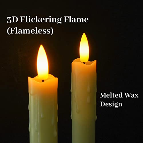 Nomfix Ivory Flameless Taper Candles With Remote Timer, 7.48 Inches Drip Wax Look Flameless Candlesticks, Battery Operated Led Window Candles With 3D Wick For Fireplace Xmas Christmas-6 Pack #TOP4