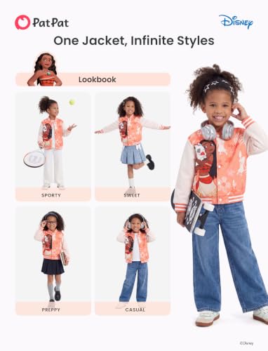 Image of Disney Girl & Boy Varsity Bomber Jacket Fall Sweatshirt Toddler to Big Kid | Officially Licensed Jacket with Mickey, Minnie, Spider-Man, Gwen, Toy Story, Cars, Frozen, Princess, Stitch, Zootopia Designs