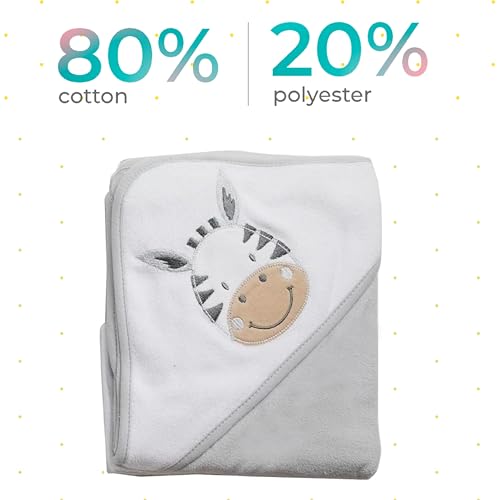 Image of Spasilk 23-Piece Soft Terry Hooded Bath Towel and Washcloth Gift Set, 3 Baby Towels and 20 Baby Washcloths for Unisex Newborn Bath Essentials, Ideal, White Zebra