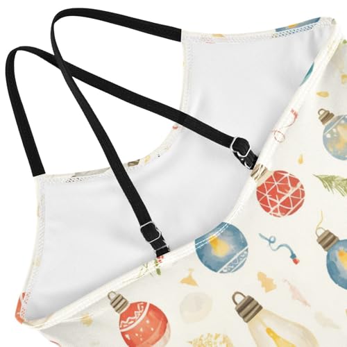 KLL Colorful Christmas Light Bulbs Girl 1-Piece Swim Suit Summer Swimwear Adjustable Strap Quick Dry4
