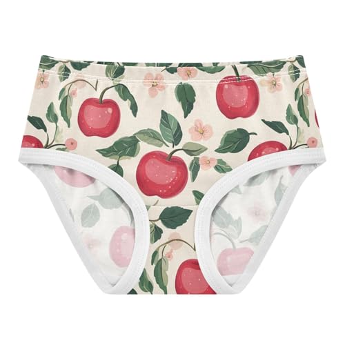 Wusikd Cute Apple Girls' Underwear Cotton Green Leaves Girls Briefs Soft Toddler Underwear 2T