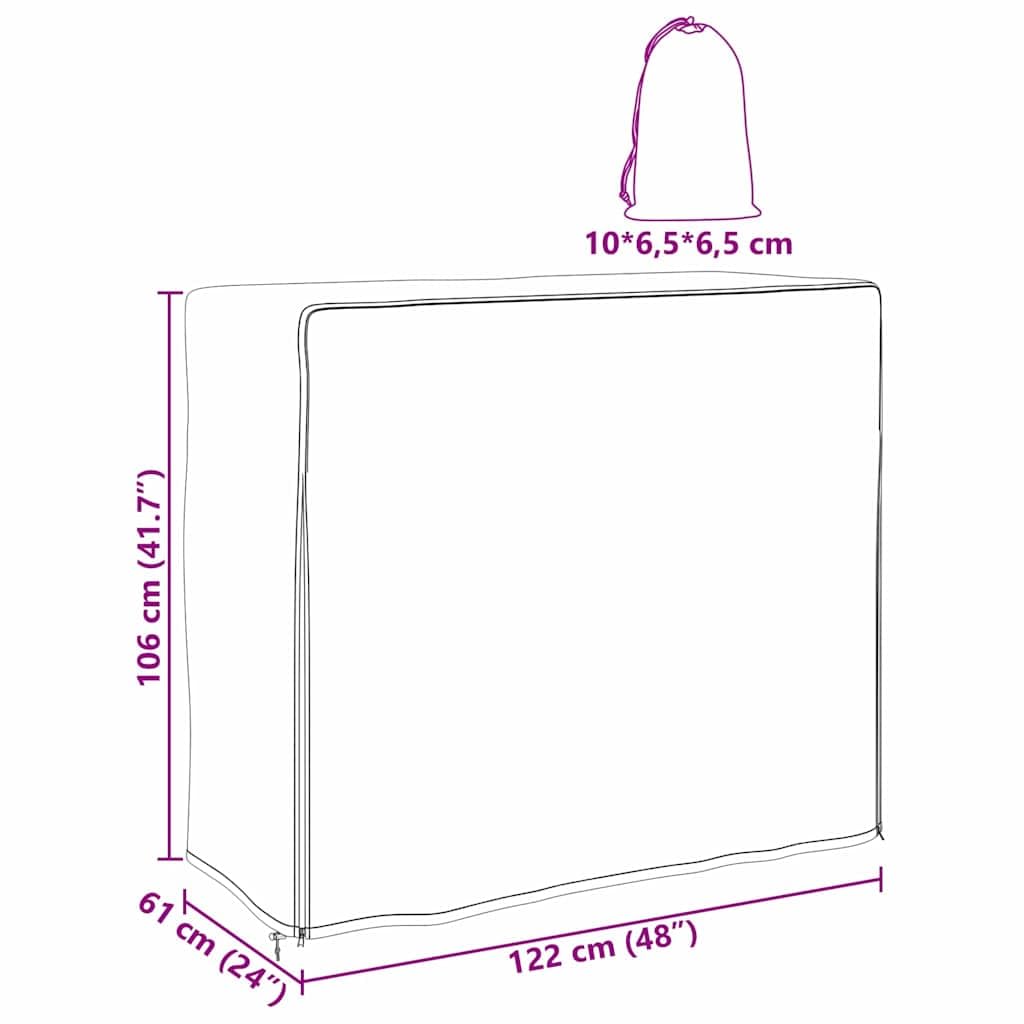 vidaXL Funda para leñero Liso Negro 61 x 122 x 106 cm Tela Oxford 420D, Cubierta Rectangular de Tela Impermeable para jardín y terraza, Minimalista, diseño sin Herramientas, Guarda leña