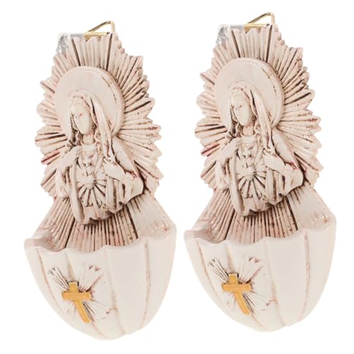 GRIRIW da Parete in Resina 2 Pezzi Decorazione per Interni ed Ingresso Cattolica Beige per Atmosfera Sacra e Aggiungere Raffinatezza Casa