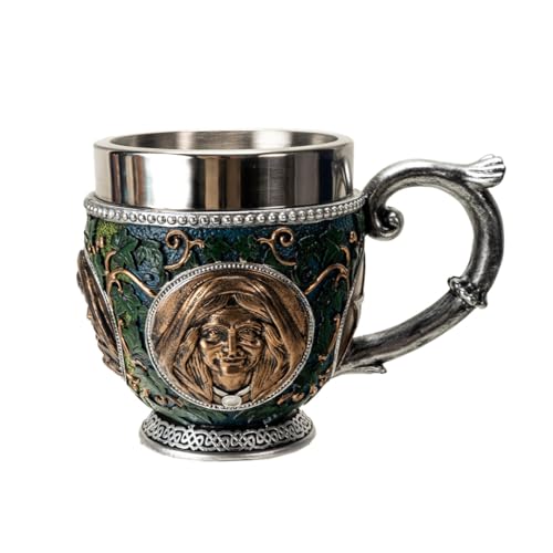 Pacific Giftware Triple Goddess Teacup 8 floz Mystical Resin & Stainless Steel Mug with Pagan Symbols Ideal for Coffee Tea Drinks Gift for Mystical Mother Earth