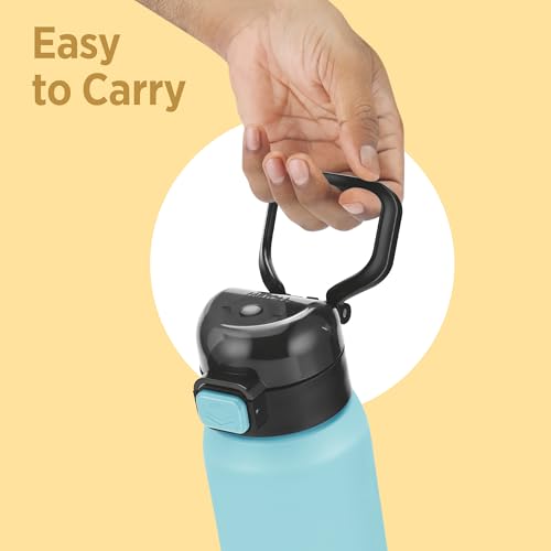 Image of Milton Dual Flow 900 Thermosteel Water Bottle 900 ml with One Touch Safety Lock & Twin Lid Sip or Gulp,Long Hours Hot & Cold,Leak Proof,ISI Certified,Vacuum Insulated,for Office,Gym,School,Sea Blue