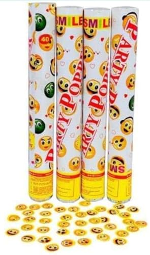 Image of Crave Party Poppers - Confetti Poppers for Birthday, Bachelor, Anniversary & More (4 Pack, 40cm, Smiley)