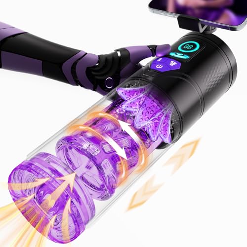 Masturbieren für Männer mit 9 Teleskop 9 Rotation 9 Saugen, Elektrischer Masturbator mit Handyhalterung Blowjob Taschenmuschi für die Männer Elektrisch Sexspielzeug für Männer Solo