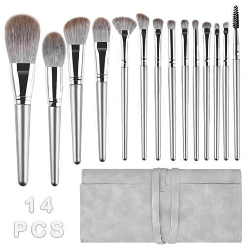 Catálogo de Sets de pinceles y brochas para comprar online. 44 NICLY 14 Piezas Brochas de Maquillaje Profesionales con Bolsa de Viaje, Set de Pinceles Faciales de Cerda y Nylon, Juego Completo para Maquillar Toda La Cara
