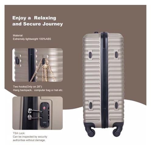 3 Piece Luggage Sets Lightweight Suitcase Spinner Wheels TSA Lock - 20/24/28 Inch3