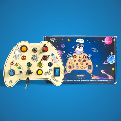 Image of Fidget Pad Montessori Busy Board for Toddlers 1-3 Years, LED Lights and Functional Switches, Sensory Educational Toy, Fine Motor Skills, Travel Toy for Boys and Girls, Birthday Gift