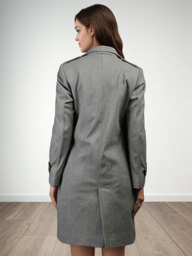 Image of CHKOKKO Women Classic Long Winter Coat Double Breasted | Knee Length Design with a Sophisticated Spread Collar and Convenient Front Pockets for All Occasions