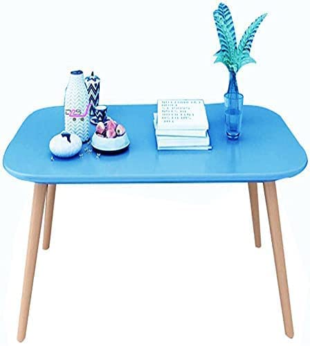 Image of Shoppee Wood Foldable Oval Rectangle Shaped Side Laptop Table for Table /Tea Coffee Breakfast (Blue )