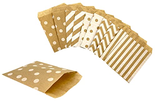 PAKNOR® Braun Papiertüten, 100 Stück Geschenktüten, 13 x 17 cm, Candy Tüten zum Verpacken von Geschenken, Giveaways, Kindergeburtstag, Hochzeit, Party, usw Papiertüten Kindergeburtstag (100)