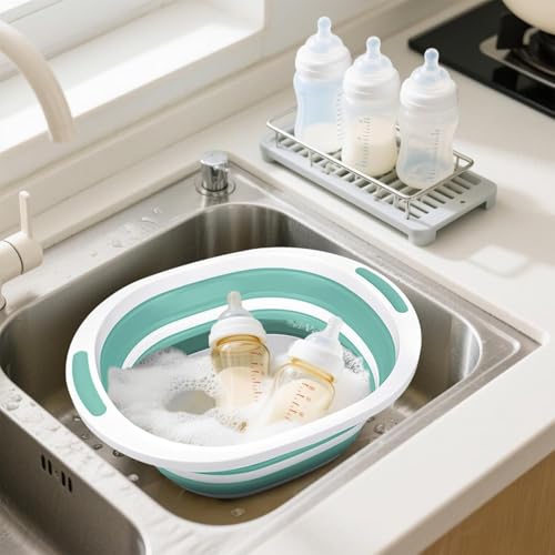 Collapsible Wash Basin for Baby Bottles, Cutting Board for Kitchen, BBQ Prep Tub for RV Home Foldable Dish Pan for Kitchen Sink, Ice Beverage Tubs Cleaning Supplies for Outdoor Camping Veggies Washing