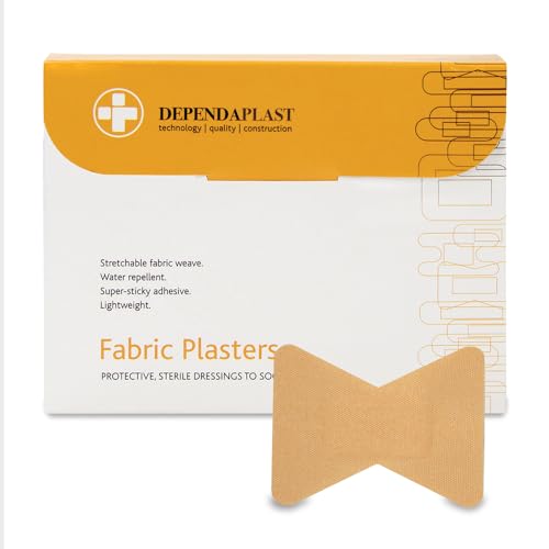Dependaplast Advanced Fabric Plasters Fingertip - Latex-Free, Washproof, Extra Flexible, Low-Allergy Adhesive, Lightweight Stretch - Box of 50