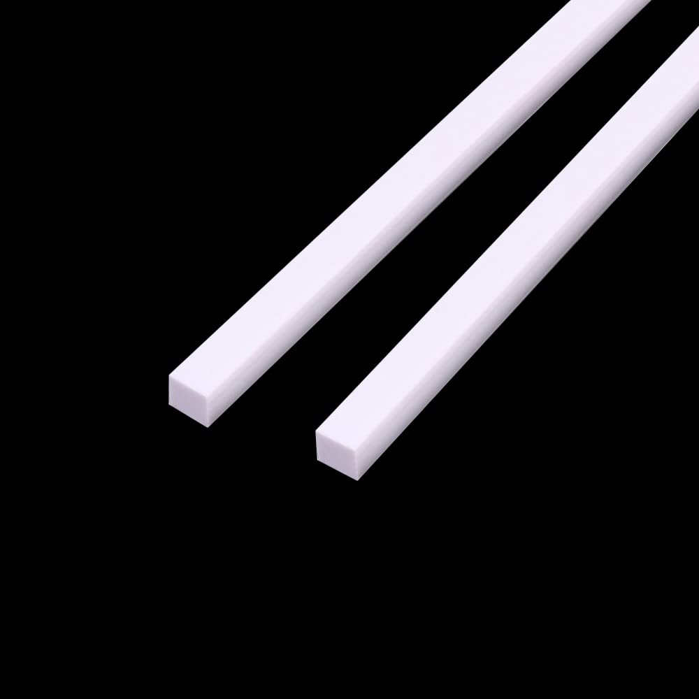 SKYPRO 2Pcs 10x10x250mm White ABS Styrene Plastic Square Bar Rods for DIY Toys Doll House, DIY Sand Table Model, DIY Scene Making, Building Making