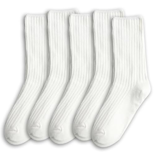 Image of Women Crew Dress Socks Cotton Solid Color Slouch Sock for Dressy Shoes 5 Pack