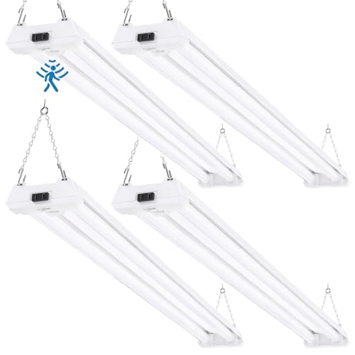Sunco Motion Sensor 4ft LED Shop Light, Garage Lights Ceiling LED Plug in Fixtures, 40W, 5000K...