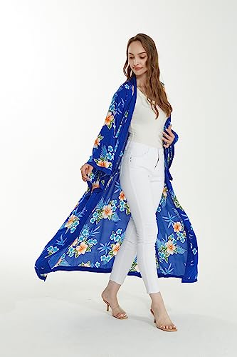 Image of Matchable Family Hawaiian Luau Men Women Girl Boy Clothes in Hibiscus Blue