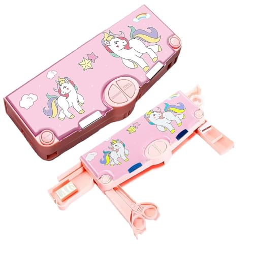 Image of DEOXY Plastic Multifunctional Pencil Box for Boys,Unicorn,Kids for Boys & Girls,Magnetic Box for,Pop Up(KBX-7068B)