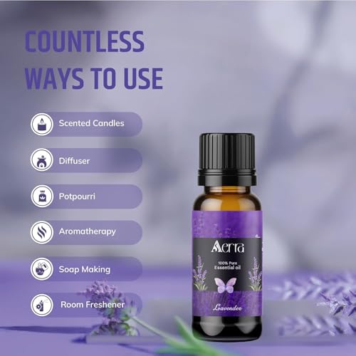 Image of Aerra Lavender Essential Oil 15ml | Diffuser 100% pure steam-distilled. Triple-tested purity. Amber glass + dropper. Soft floral aroma. Diffuser, aroma lamp, skin & hair. Potpourri. Vegan. Daily use.