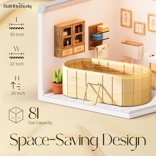 Image of Bath Tub for Adult for Bathroom, Foldable SPA Tub for Home Use with Drainage Hole, Thickened Insulated Ice Bath Tub, Inflatable BathTub for Adults, Ice BathTub for Adults (Yellow)