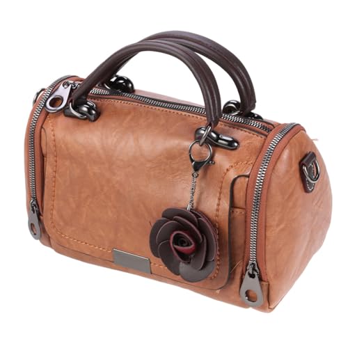 Sac oreiller marron en PU bandoulière grand format élégant du bureau aux vacances