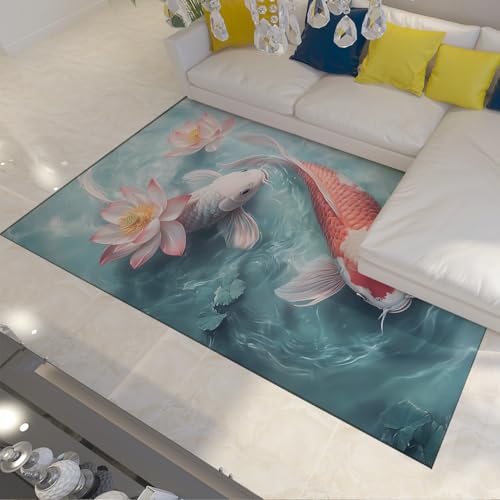 Tapis ondulé lavable en machine grand format 200x300cm bleu