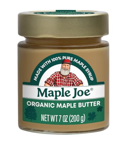 Maple Joe Organic Maple Butter Spread Made with 100% Natural Organic Grade A Syrup. Pure Cream Spread Sugar Candy Smooth & Creamy, Vegan, Fat-Free, Non-GMO, Non-Dairy, Gluten Free & Kosher Certified. 7oz / 200g. (1 pack)