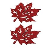 EPIGEIST 2 Stück Thanksgiving Tischset Teilig Ahornblatt Geformt Rot Filz Tischmatten Herbstdeko Langlebig rutschfest Festliche Tischdekoration für Esszimmer und Küche