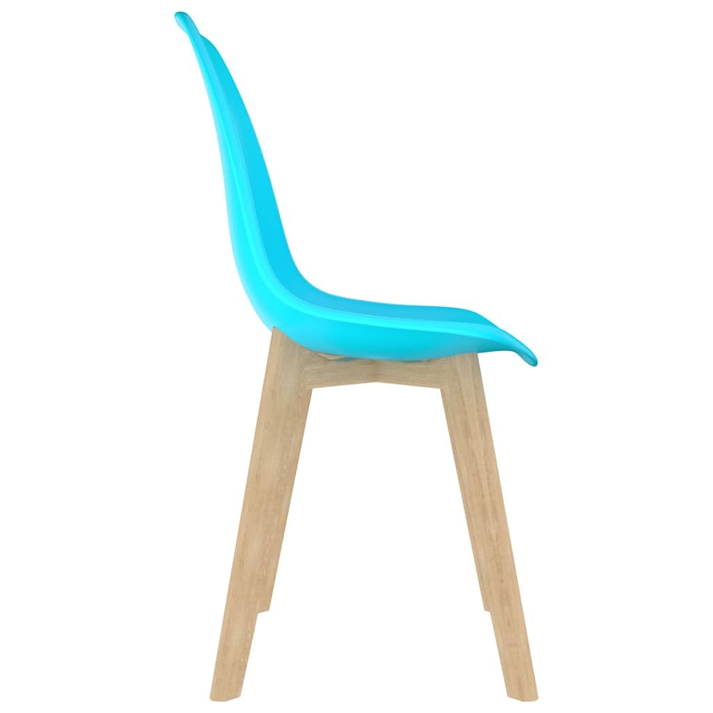 Set di 4 sedie per sala da pranzo, blu con gambe in legno di