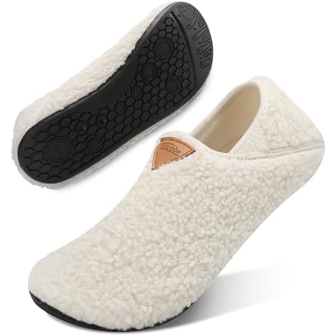 OZLOOK House Slippers for Woman Mens Slippers House Shoes, Soft Slipper Socks with Non Slip Sole Portable for Hospital Travel Indoor Outdoor Cover
