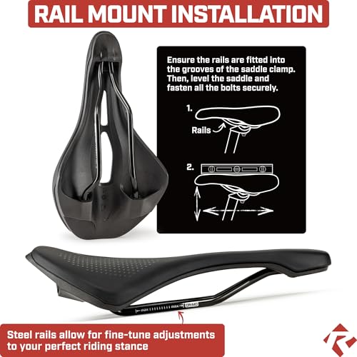 Revere High Performance Bicycle Saddle – Ergonomic Design with Center Vent Channel, Aerodynamic and Comfortable – Ideal for Road, Gravel, MTB, and Touring Bikes