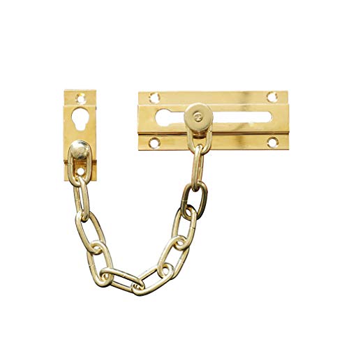 PLLJIAXUAMCLNL Cadena de Puerta de Latón Puro Dorado, Cadena de Seguridad con Cierre Antirrobo Adecuada para Cualquier Tipo o Tamaño de Puerta