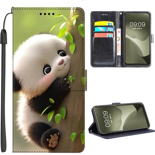 U.DARELIKE Hülle kompatibel mit Samsung Galaxy S22 PU Leder Handyhülle Tasche Flip Cover Klapphülle Magnetverschluss Schutzhülle für Samsung Galaxy S22 Panda