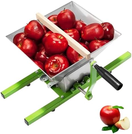 Stainless Steel Fruit Crusher - Manual Juicer with Aluminum Gears for Extracting Juice from Grapes, Pears, Peaches - Heavy-Duty Roller for Home Brewing
