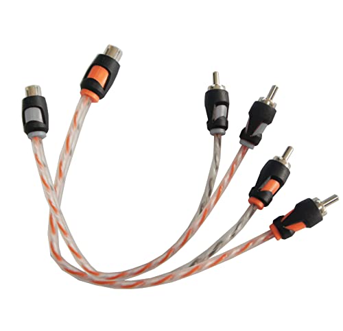 RD RCA Y Splitter Audio Cable Connection, OFC Oxygen Free Copper, Tinned RCA Twisted Pair, Easily Connect with subwoofer, Home Theater, HDTV, Gaming Consoles, Hi-Fi Systems (1F2M)(2-Pack)