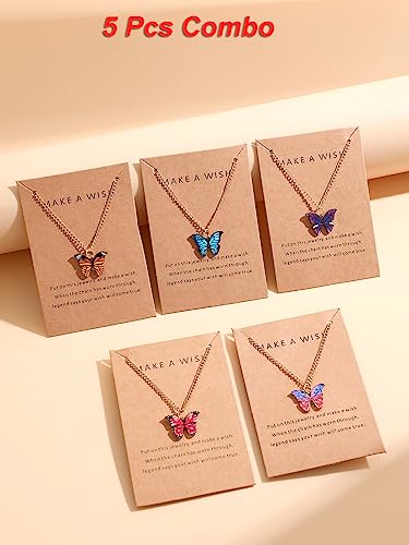 Shining Diva Fashion 5-6 Pcs Latest Stylish Butterfly Jewellery Necklace Set for Women Pendant Necklace Gifts for Girls - Image 2