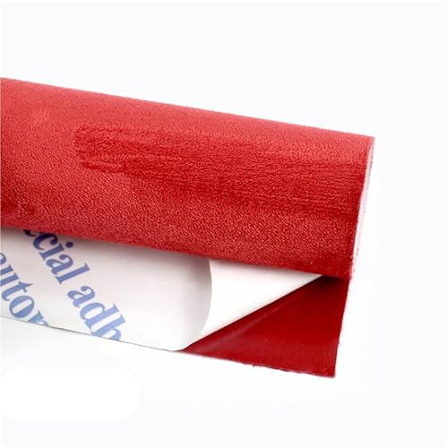 Tejido Aterciopelado Interiores Coche, Tela autoadhesiva de gamuza 20 x 30/70 cm, 20/50/100 143, for tapicería interior coche, tela terciopelo, cuero sintético, accesorios bricolaje(Red,20x30cm)